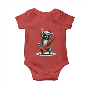 Funny Raccoon Rock Music Christmas Baby Onesie TS14 Red Print Your Wear