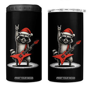 Funny Raccoon Rock Music Christmas 4 in 1 Can Cooler Tumbler TS14 One Size: 16 oz Black Print Your Wear