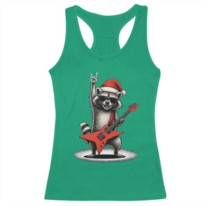 Funny Raccoon Rock Music Christmas Racerback Tank Top TS14 Irish Green Print Your Wear