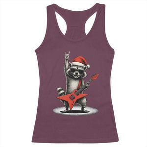 Funny Raccoon Rock Music Christmas Racerback Tank Top TS14 Maroon Print Your Wear