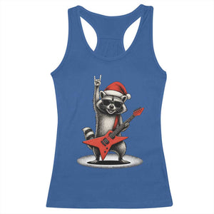 Funny Raccoon Rock Music Christmas Racerback Tank Top TS14 Royal Blue Print Your Wear