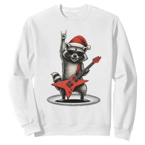 Funny Raccoon Rock Music Christmas Sweatshirt TS14 White Print Your Wear