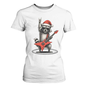 Funny Raccoon Rock Music Christmas T Shirt For Women TS14 White Print Your Wear