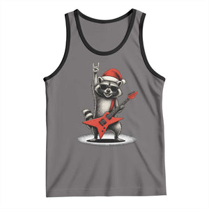Funny Raccoon Rock Music Christmas Tank Top TS14 Deep Heather Black Print Your Wear