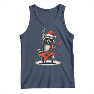 Funny Raccoon Rock Music Christmas Tank Top TS14 Navy Print Your Wear
