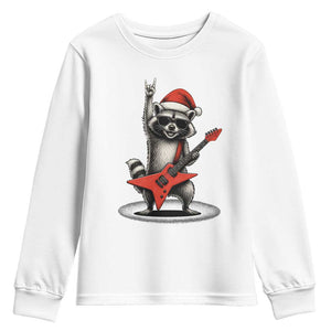 Funny Raccoon Rock Music Christmas Youth Sweatshirt TS14 White Print Your Wear
