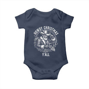 Cowboy Santa Claus Baby Onesie Howdy Christmas Y'all Western Country TS14 Navy Print Your Wear