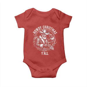 Cowboy Santa Claus Baby Onesie Howdy Christmas Y'all Western Country TS14 Red Print Your Wear