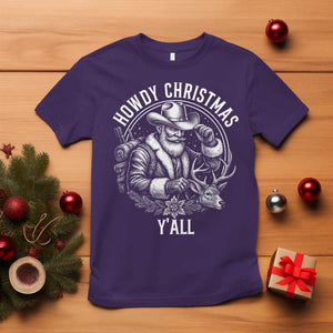 Cowboy Santa Claus T Shirt Howdy Christmas Y'all Western Country TS14 Purple Print Your Wear