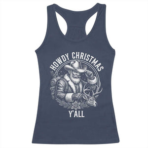 Cowboy Santa Claus Racerback Tank Top Howdy Christmas Y'all Western Country TS14 Navy Print Your Wear