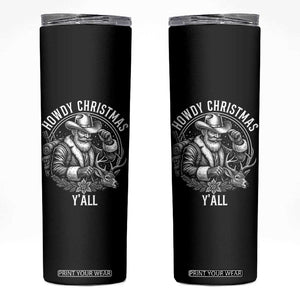 Cowboy Santa Claus Skinny Tumbler Howdy Christmas Y'all Western Country TS14 Black Print Your Wear