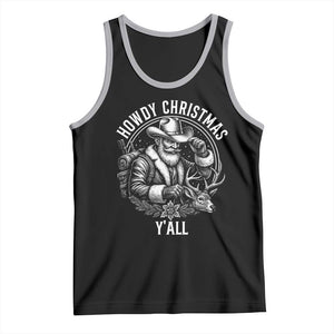 Cowboy Santa Claus Tank Top Howdy Christmas Y'all Western Country TS14 Black Athletic Heather Print Your Wear
