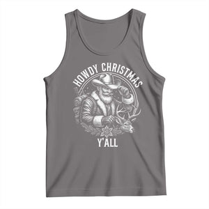 Cowboy Santa Claus Tank Top Howdy Christmas Y'all Western Country TS14 Deep Heather Print Your Wear