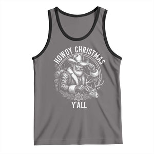 Cowboy Santa Claus Tank Top Howdy Christmas Y'all Western Country TS14 Deep Heather Black Print Your Wear