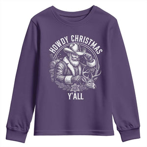 Cowboy Santa Claus Youth Sweatshirt Howdy Christmas Y'all Western Country TS14 Purple Print Your Wear
