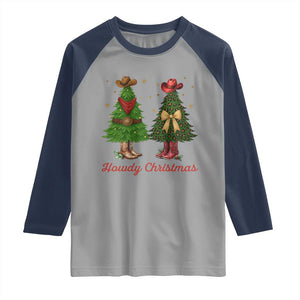 Howdy Christmas Raglan Shirt Cowboy Western Country Xmas TS14 Sport Gray Navy Print Your Wear
