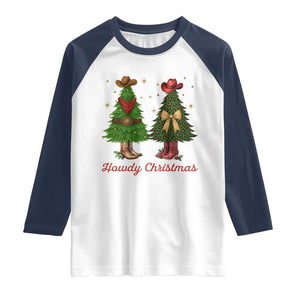 Howdy Christmas Raglan Shirt Cowboy Western Country Xmas TS14 White Navy Print Your Wear
