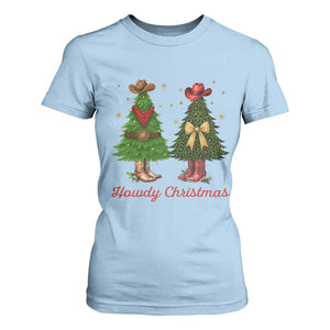 Howdy Christmas T Shirt For Women Cowboy Western Country Xmas TS14 Light Blue Print Your Wear