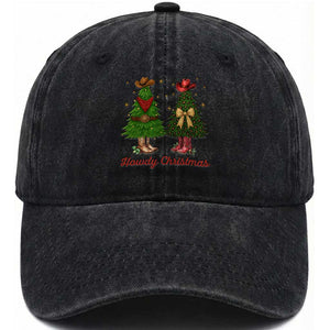 Howdy Christmas Washed Cotton Baseball Cap Cowboy Western Country Xmas TS14 Washed Cap Universal Fit Black Print Your Wear