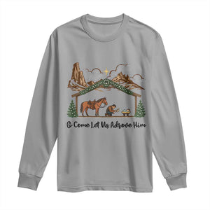 Nativity Scene Christmas Long Sleeve Shirt Cowboy Bible Scripture Verse Western TS14 Sport Gray Print Your Wear