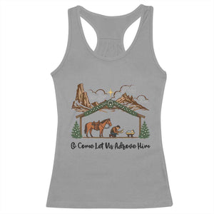 Nativity Scene Christmas Racerback Tank Top Cowboy Bible Scripture Verse Western TS14 Sport Gray Print Your Wear