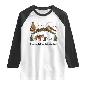 Nativity Scene Christmas Raglan Shirt Cowboy Bible Scripture Verse Western TS14 White Black Print Your Wear