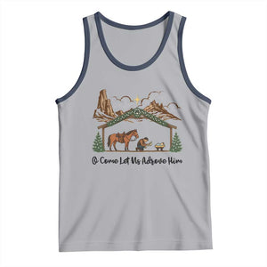 Nativity Scene Christmas Tank Top Cowboy Bible Scripture Verse Western TS14 Athletic Heather Navy Print Your Wear