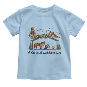 Nativity Scene Christmas Toddler T Shirt Cowboy Bible Scripture Verse Western TS14 Light Blue Print Your Wear