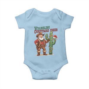 Funny Santa Cowboy Baby Onesie Wrangling Christmas Cheer TS14 Light Blue Print Your Wear