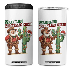 Funny Santa Cowboy 4 in 1 Can Cooler Tumbler Wrangling Christmas Cheer TS14 One Size: 16 oz White Print Your Wear