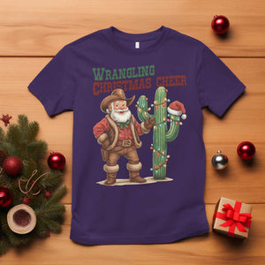 Funny Santa Cowboy T Shirt Wrangling Christmas Cheer TS14 Purple Print Your Wear