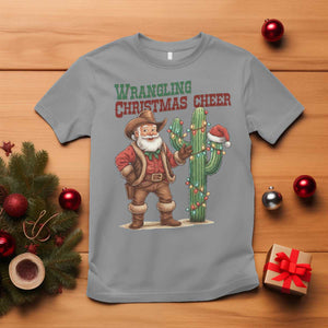 Funny Santa Cowboy T Shirt Wrangling Christmas Cheer TS14 Sport Gray Print Your Wear