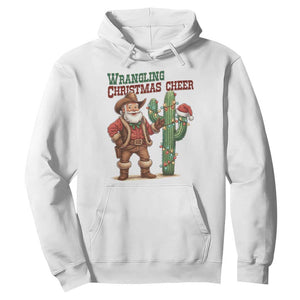 Funny Santa Cowboy Hoodie Wrangling Christmas Cheer TS14 White Print Your Wear
