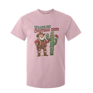 Funny Santa Cowboy T Shirt For Kid Wrangling Christmas Cheer TS14 Light Pink Print Your Wear