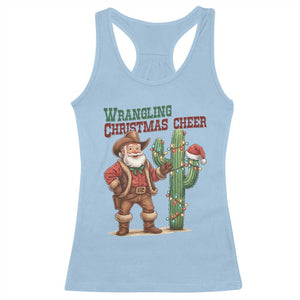 Funny Santa Cowboy Racerback Tank Top Wrangling Christmas Cheer TS14 Light Blue Print Your Wear