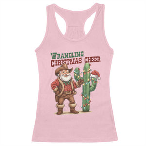 Funny Santa Cowboy Racerback Tank Top Wrangling Christmas Cheer TS14 Light Pink Print Your Wear