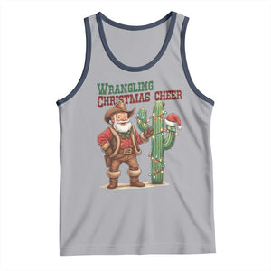 Funny Santa Cowboy Tank Top Wrangling Christmas Cheer TS14 Athletic Heather Navy Print Your Wear