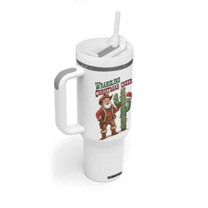 Funny Santa Cowboy Tumbler With Handle Wrangling Christmas Cheer TS14 Print Your Wear