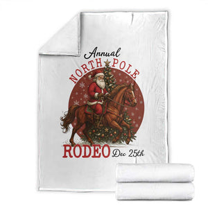 Cowboy Santa Christmas Throw Blanket Annual North Pole Rodeo Dec 25th TS14 White Print Your Wear