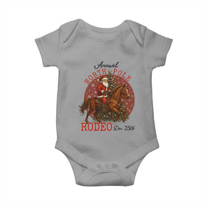 Cowboy Santa Christmas Baby Onesie Annual North Pole Rodeo Dec 25th TS14 Sport Gray Print Your Wear