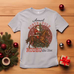 Cowboy Santa Christmas T Shirt Annual North Pole Rodeo Dec 25th TS14 Ice Gray Print Your Wear