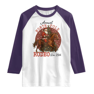Cowboy Santa Christmas Raglan Shirt Annual North Pole Rodeo Dec 25th TS14 White Purple Print Your Wear