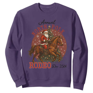 Cowboy Santa Christmas Sweatshirt Annual North Pole Rodeo Dec 25th TS14 Purple Print Your Wear