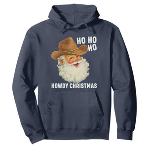 Cowboy Santa Christmas Hoodie Ho Ho Ho Howdy Christmas TS14 Navy Print Your Wear