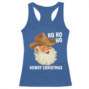 Cowboy Santa Christmas Racerback Tank Top Ho Ho Ho Howdy Christmas TS14 Royal Blue Print Your Wear