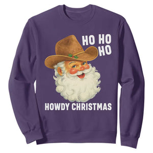 Cowboy Santa Christmas Sweatshirt Ho Ho Ho Howdy Christmas TS14 Purple Print Your Wear