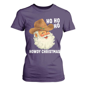 Cowboy Santa Christmas T Shirt For Women Ho Ho Ho Howdy Christmas TS14 Purple Print Your Wear