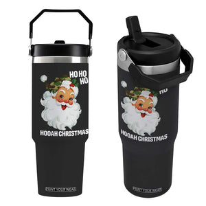 Camo Santa Christmas Flip Straw Tumbler Ho Ho Ho Hooah Christmas TS14 One Size: 30 oz Black Print Your Wear