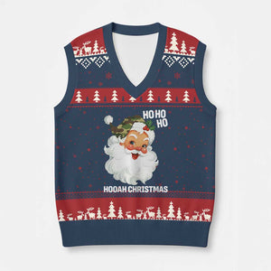 Camo Santa Xmas V-Neck Knit Sweater Vest Ho Ho Ho Hooah Xmas TS14 Navy Red Print Your Wear