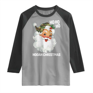 Camo Santa Christmas Raglan Shirt Ho Ho Ho Hooah Christmas TS14 Sport Gray Black Print Your Wear